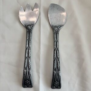 Vintage Wilton Armetale William & Mary Salad Serving Utensils – Spoon & Fork Set